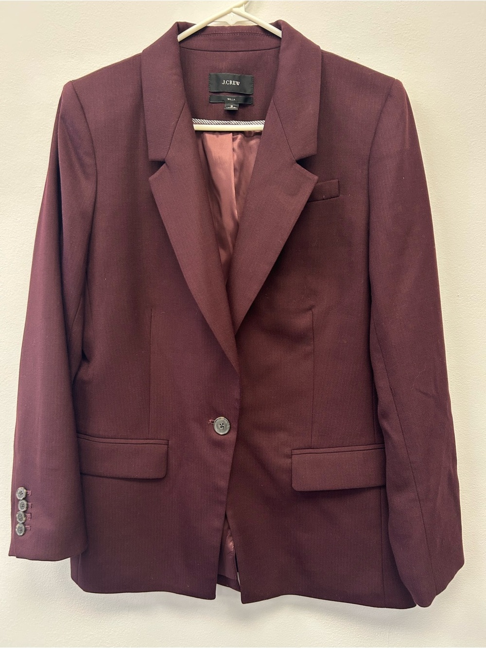 J. Crew Willa Women's Tailored Burgundy Blazer Wool/ Poly Fall 2022